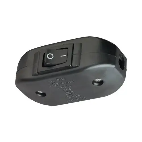 Feed-Through Cord Switch, 6 A, 120 V, Black