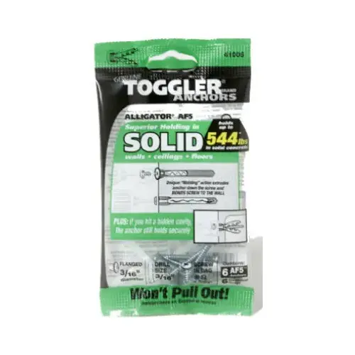 Alligator Masonry Anchors, Flanged, 3/16-In - pack of 6