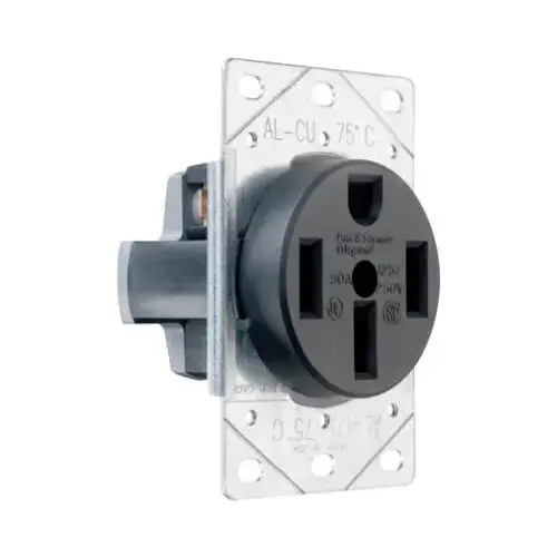 Power Outlet, 3 -Pole, 125/250 V, 50 A, NEMA: NEMA 14-50R, Black Power Outlet, 3 -Pole, 125/250 V, 50 A, NEMA: NEMA 14-50R, Black