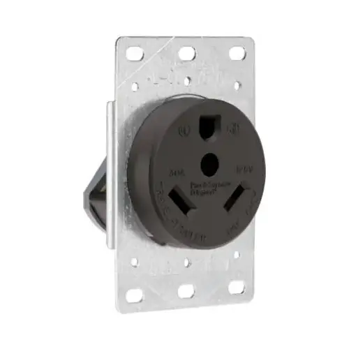 Power Outlet, 2 -Pole, 125 VAC, 30 A, Black