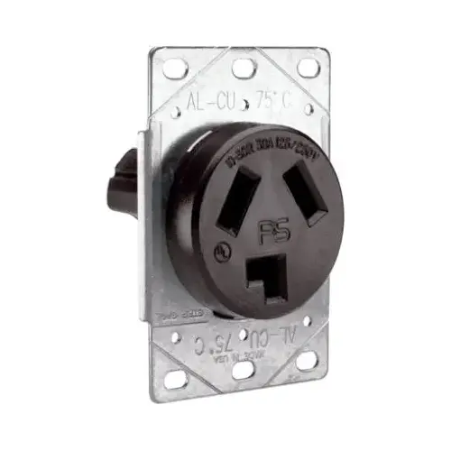 Straight Blade Power Outlet Receptacle, Flush Mounting, 3 -Pole, 125/250 V, 30 A