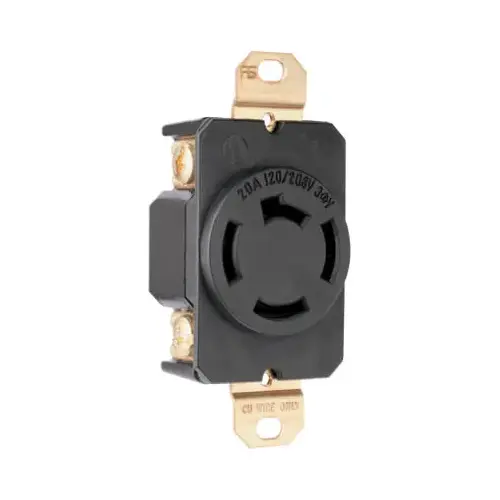 Locking Outlet, Black, Non-NEMA, 125/208-Volt, 20-Amp
