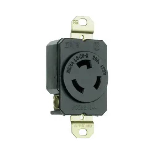 Locking Outlet, Black, NEMA L5-20r, 125-Volt Locking Outlet, Black, NEMA L5-20r, 125-Volt