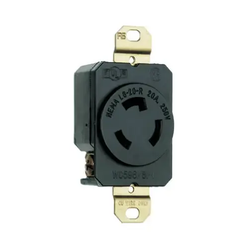 Locking Outlet, Black, NEMA L6-20r, 250-Volt