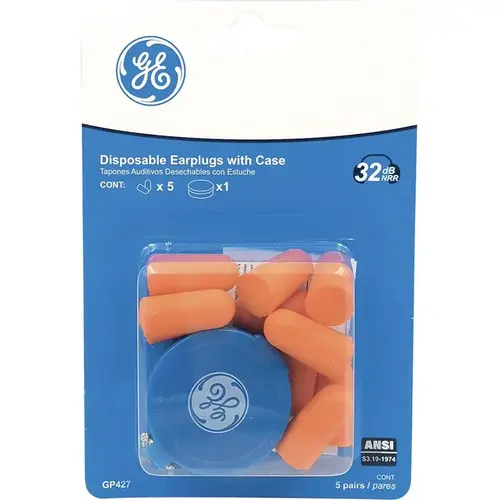 Earplugs 32 dB Polyurethane Foam Bullet Orange Orange Pair