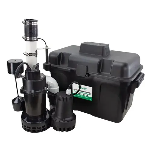 Sump Pump 1/3 HP 2400 gph Thermoplastic Vertical Float Switch AC Submersible Backup Black Sump Pump 1/3 HP 2400 gph Thermoplastic Vertical Float Switch AC Submersible Backup Black