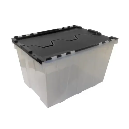 Hinged-Lid Tote Instaview 12 gal Black/Clear 12.9" H X 15.3" W X 21.6" D Stackabl Black/Clear - pack of 4