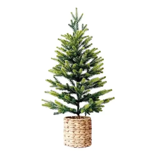 Indoor Christmas Decor Green Hyacinth Basket Base 24" Green