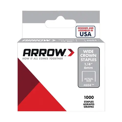 Standard Staples #604 1/2" W X 1/4" L 25 Ga. Wide Crown Gray Standard Staples #604 1/2" W X 1/4" L 25 Ga. Wide Crown Gray