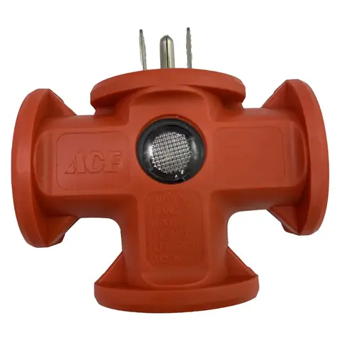 Triple Tap Adapter Grounded 3 outlets Orange Triple Tap Adapter Grounded 3 outlets Orange