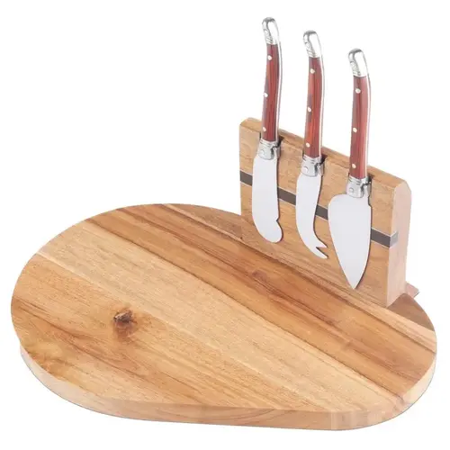 Cheese Board with Slicer 10" L X 7.3" W X 0.5" Wood Brown Cheese Board with Slicer 10" L X 7.3" W X 0.5" Wood Brown