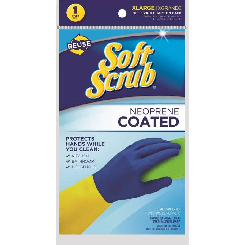 SOFT SCRUB Cleaning Gloves LatexNeoprene XL BlueYellow BlueYellow 1268426