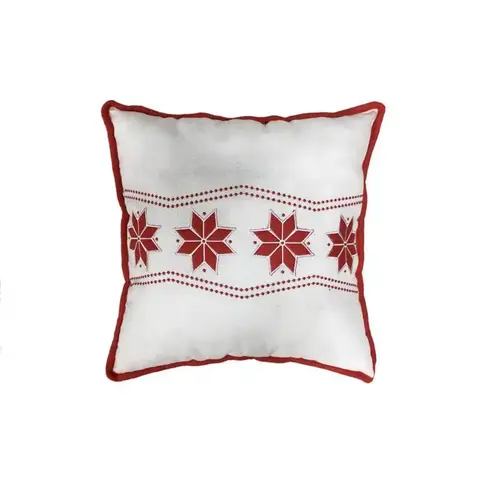 Indoor Christmas Decor Home Red/White Faux Linen and Scandinavian Snowflake Pillow 16 i Red/White Indoor Christmas Decor Home Red/White Faux Linen and Scandinavian Snowflake Pillow 16 i Red/White