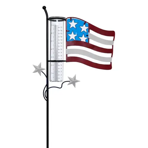 Rain Gauge American Flag Stake 2" W X 14" L Multi-color Rain Gauge American Flag Stake 2" W X 14" L Multi-color