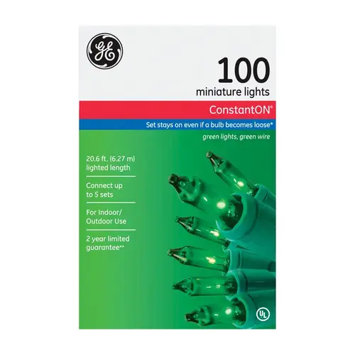 Christmas Lights Incandescent Green 100 ct String 20.6 ft. Christmas Lights Incandescent Green 100 ct String 20.6 ft.