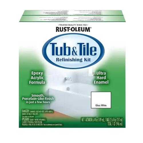 Tub and Tile Refinishing Kit Specialty Gloss White Interior 1 qt White Tub and Tile Refinishing Kit Specialty Gloss White Interior 1 qt White