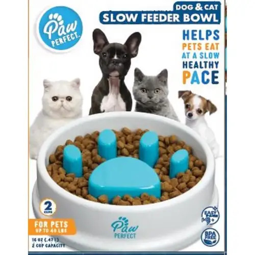Slow Feeder White Plastic 16 oz For Cats/Dogs White Slow Feeder White Plastic 16 oz For Cats/Dogs White