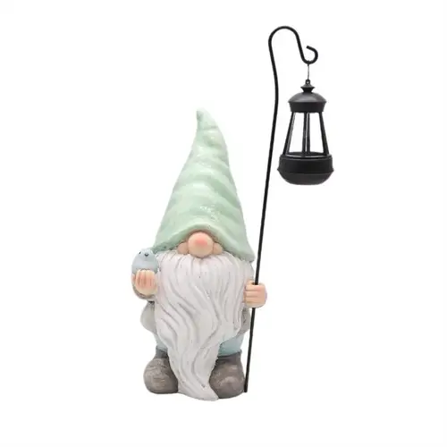 Outdoor Decoration Multicolored Iron/Magnesia 16.14" H Gnome Figurine with Solar Lantern Multicolored - pack of 4 Outdoor Decoration Multicolored Iron/Magnesia 16.14" H Gnome Figurine with Solar Lantern Multicolored - pack of 4