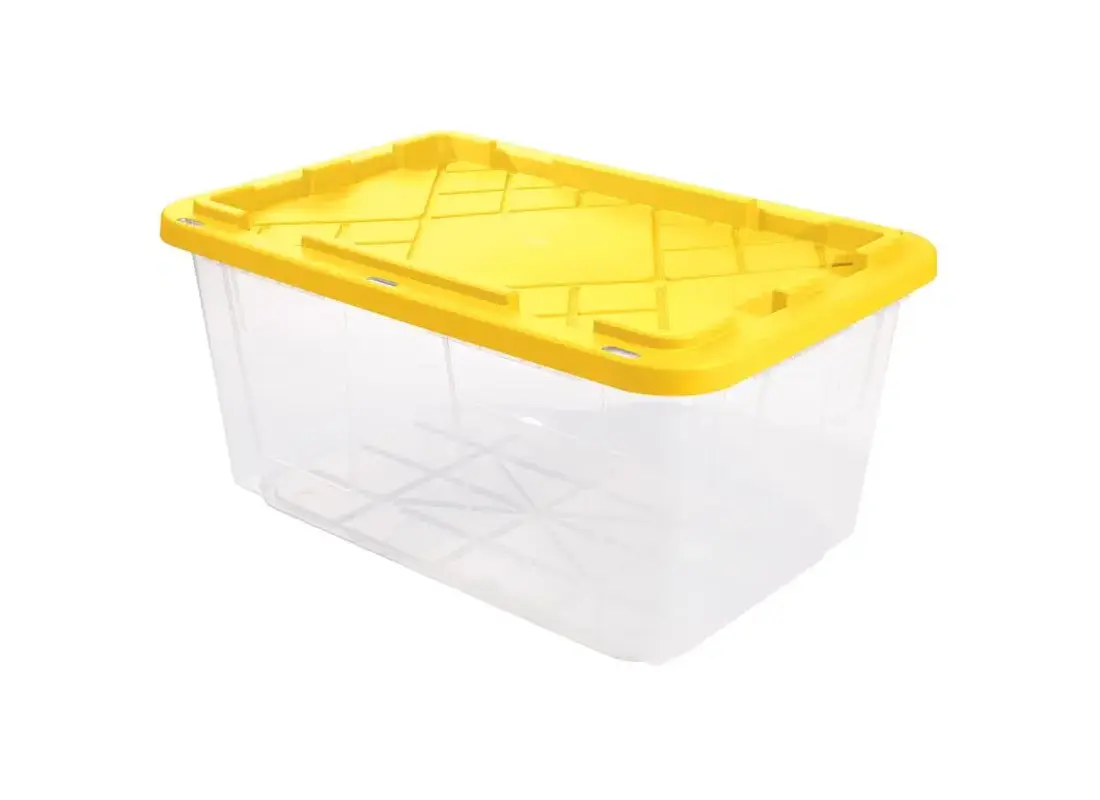 Greenmade 691331-XCP4 Snap Lock Storage Box 27 gal Clear/Yellow