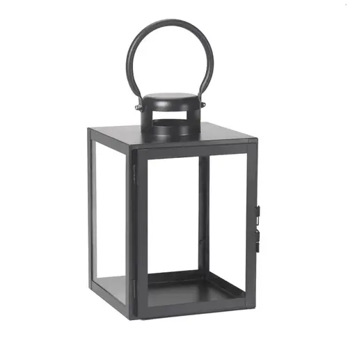 Lantern 11" One Mantle Glass/Metal Huntington Black Black - pack of 2