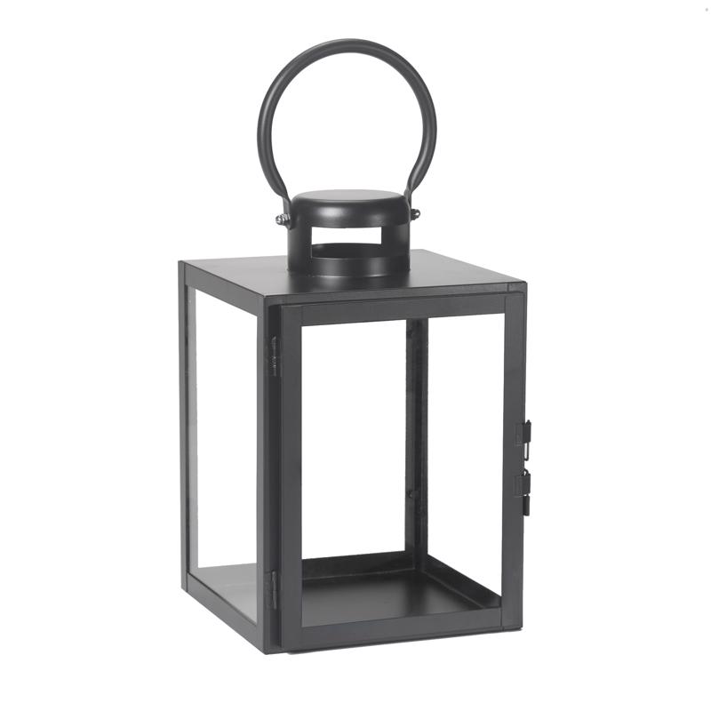 Smart Living 84137 Lantern 11" One Mantle Glass/Metal Huntington Black Black