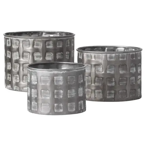 Planter Set Silver Iron 4.25" H Silver