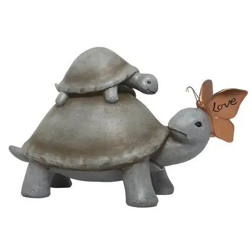 Garden Statue Polyresin Multi-color 9" Mother and Baby Turtle with Love Butterfly Multi-color Garden Statue Polyresin Multi-color 9" Mother and Baby Turtle with Love Butterfly Multi-color