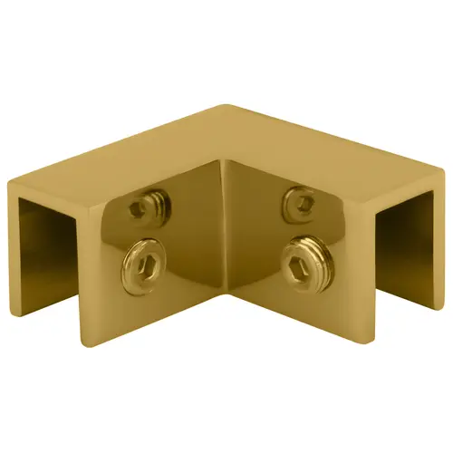 Polished Brass 90 Degree "Sleeve Over" Glass Clamp Polished Brass 90 Degree "Sleeve Over" Glass Clamp