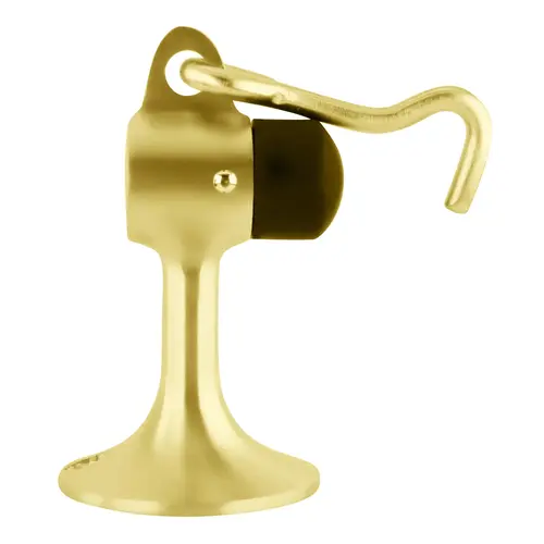 Polished Brass Floor Mounted Heavy-Duty Door Stop With Hook and Holder Polished Brass Floor Mounted Heavy-Duty Door Stop With Hook and Holder