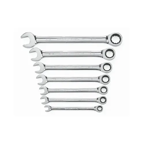 Wrench Set, 7-Piece, Steel, Polished Chrome, Specifications: SAE Measurement Wrench Set, 7-Piece, Steel, Polished Chrome, Specifications: SAE Measurement
