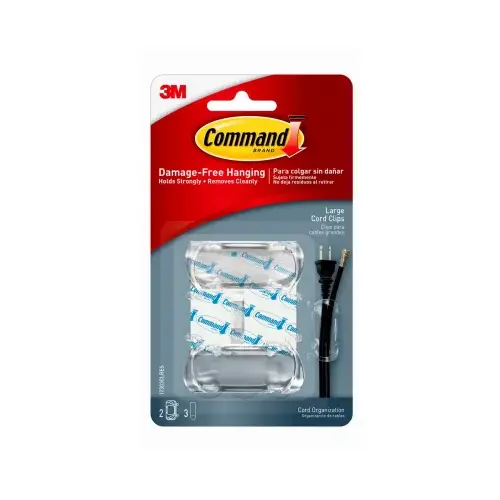 Cord Clips 0.5" L Clear Plastic Clear