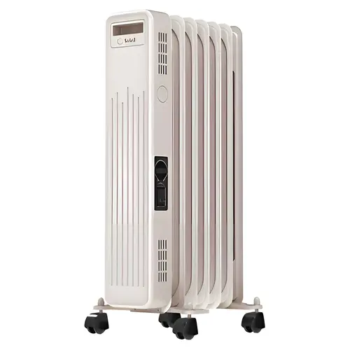Radiator Heater, Oil-Filled Design, Slim Fin Construction, 16.14" Length, 5.51" Width, 27.76" Height