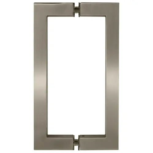 Brushed Nickel 8" X 8" SQ Series Square Tubing Back-To-Back Pull Handles, Brass Material, 8" Center-To-Center