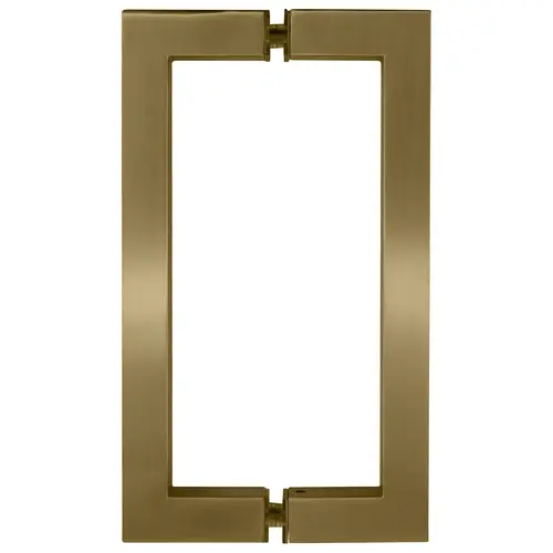 Satin Brass 8" X 8" SQ Series Square Tubing Back-To-Back Pull Handles, Brass Material, 8" Center-To-Center