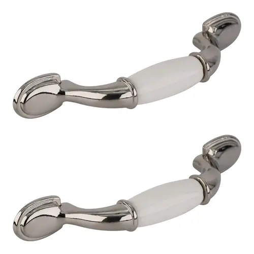 White/Polished Chrome Dual Toned Arch Kitchen Cabinet Pull 3" Center To Center Handle Pair White/Polished Chrome Dual Toned Arch Kitchen Cabinet Pull 3" Center To Center Handle Pair