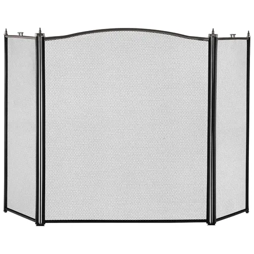 3-Panel Fireplace Screen, Antique Silver