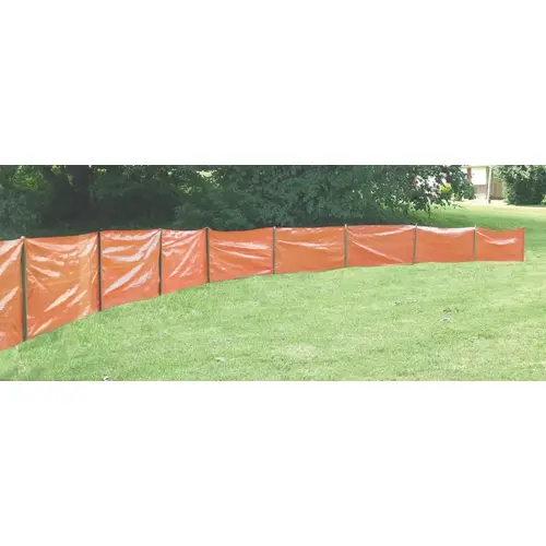 Silt Fence, 100 ft L, 36 in W, 1-1/2 x 1-1/2 in Mesh, Fabric, Orange