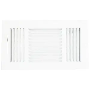 ProSource SW03-12X6 3-Way Sidewall Register, 13.5 in L, 7.5 in W, 52 degree Air Deflection, 3 -Way, Steel, White