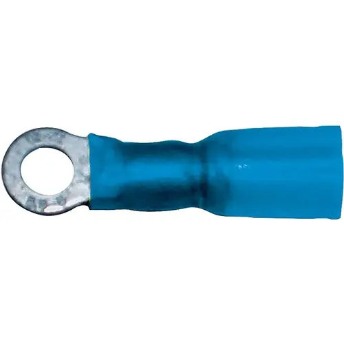 Ring Terminal, 16 to 14 AWG Wire, Copper Contact, Blue - pack of 10 Ring Terminal, 16 to 14 AWG Wire, Copper Contact, Blue - pack of 10