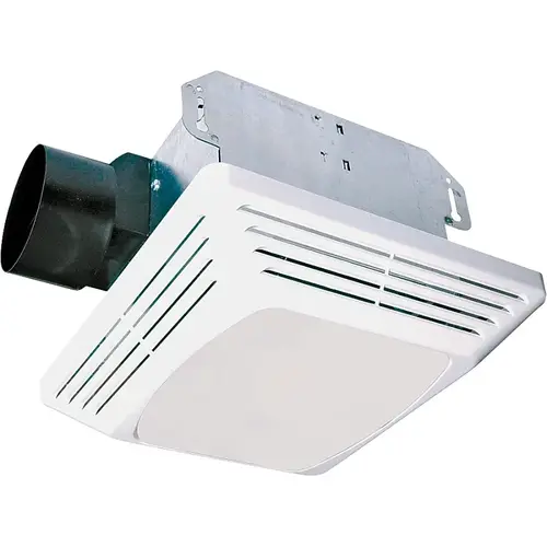 Exhaust Fan, 1.6 A, 120 V, 50 cfm Air, 3 Sones, CFL, Fluorescent Lamp, 4 in Duct, White