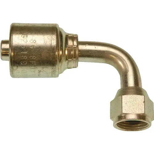 G25180-0808 Coupling, 1/2 in, Female Flare Swivel, 90 deg Angle, Steel, Zinc