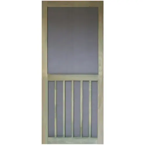 Kimberly Bay 36 In. W x 80 In. H x 1-1/8 In. Thick ACQ Treated Natural Finger Joint Pine Stiles & Rails 5-Bar Screen Door Kimberly Bay 36 In. W x 80 In. H x 1-1/8 In. Thick ACQ Treated Natural Finger Joint Pine Stiles & Rails 5-Bar Screen Door