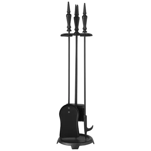 Fireplace Tool Set, Black, 4-Piece Fireplace Tool Set, Black, 4-Piece
