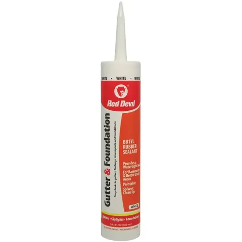 Gutter and Foundation Sealant, White, Viscous Paste, 10.1 fl-oz Cartridge - pack of 12
