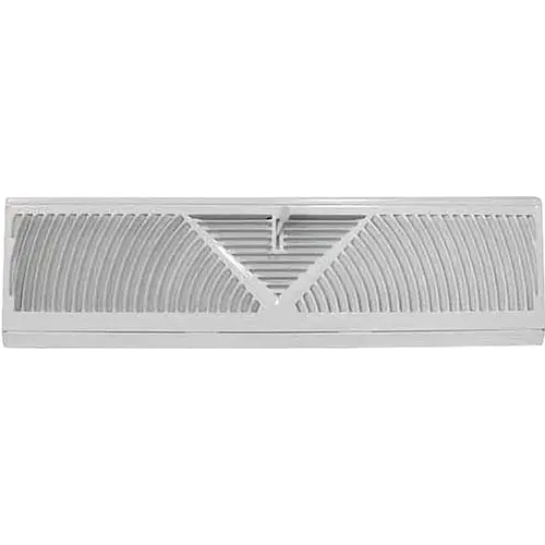Baseboard Register, 18 in L, 4-1/2 in W, 60 deg Air Deflection, Steel, White