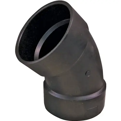 6792501 1/8 Bend Pipe Elbow, 1-1/2 in, Hub, 45 deg Angle, ABS, Black