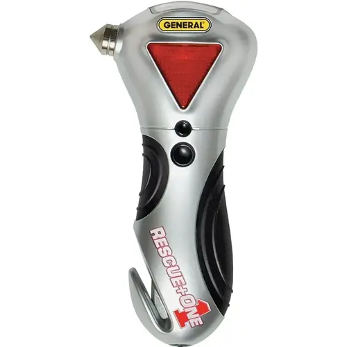 RESCUEplusONE Car Escape Tool, AAA Battery, Magnetic Handle, Rubber, White