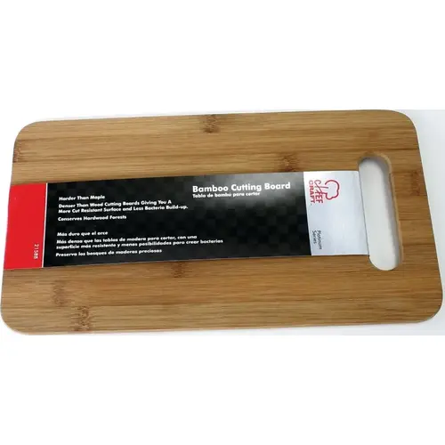 Cutting Board, 14 in L, 7-1/2 in W, Bamboo, Brown