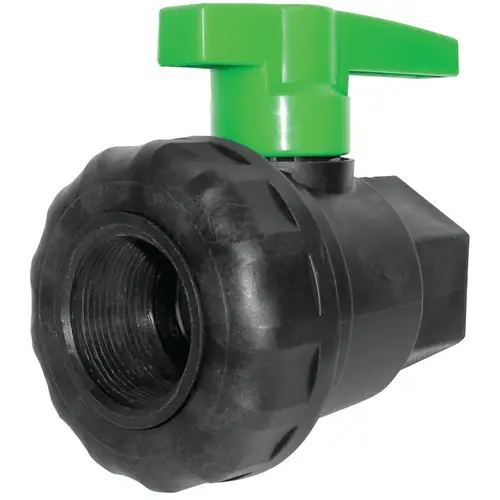 Ball Valve, 2 in Connection, Female NPT, 125 psi Pressure, Fiberglass Reinforced Polypropylene Body