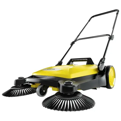 Push Sweeper, 26.8 in W Working, 5.25 gal Hopper, 2-Brush, Black/Yellow Push Sweeper, 26.8 in W Working, 5.25 gal Hopper, 2-Brush, Black/Yellow